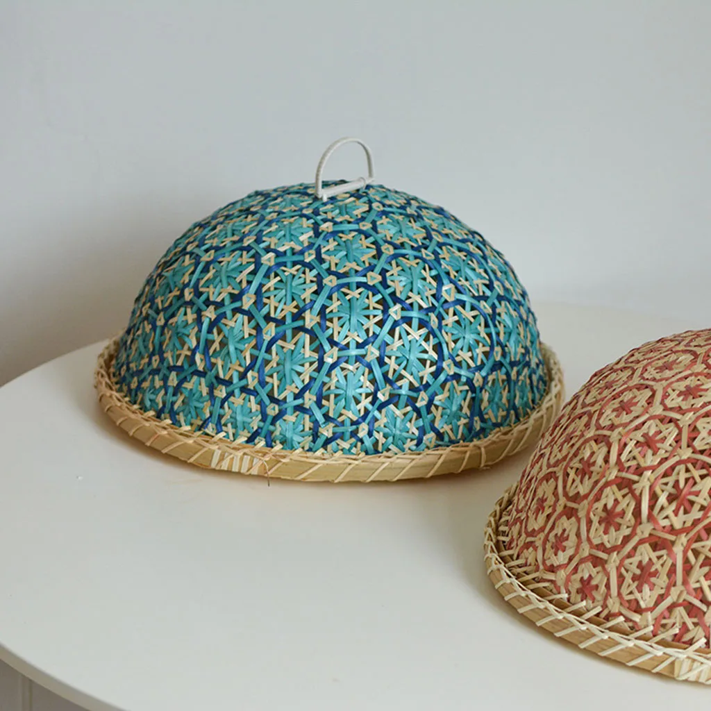 Cesto Di Frutta In Bambù Intrecciato A Mano - Con Coperchio A Rete Anti-Insetti - Foto 4