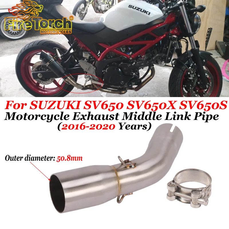 

Slip-On Motorcycle Escape Exhaust For SUZUKI SV650 SV650X SV650S SV 650 2016 - 2020 Modified 51mm Interface Middle Link Pipe