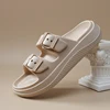 Soft Sole Eva Cloud Slippers Women 2024 Summer Double Buckle Pillow Sandals Woman Slides Flat Heels Non Slip Home Flip Flops 1
