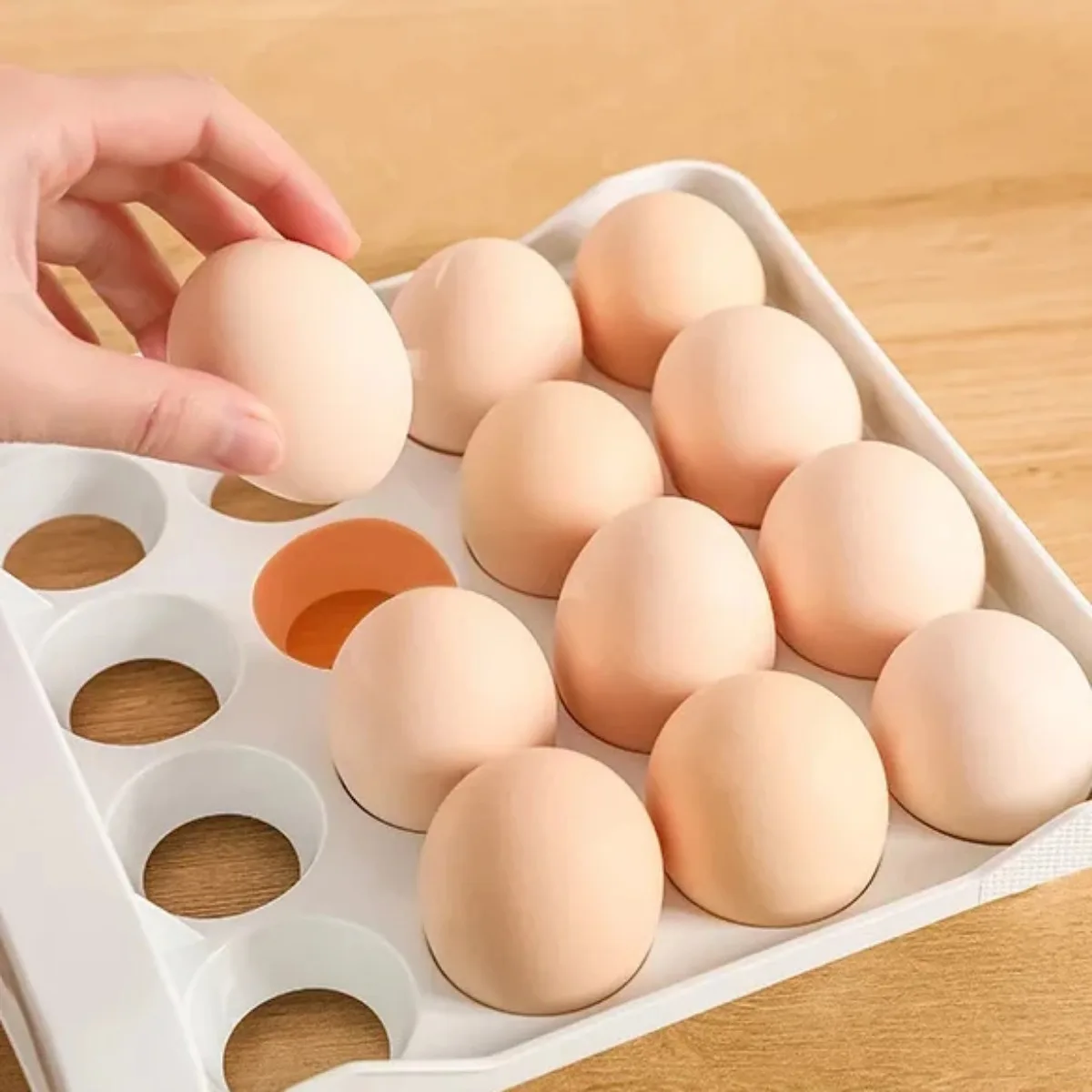Egg Storage Box Storage Box Double-Layer Kitchen Egg Storage Box Refrigerator Fresh Plastic 32 Pieces in Different Compartments Home Kitchen Organizer Rack