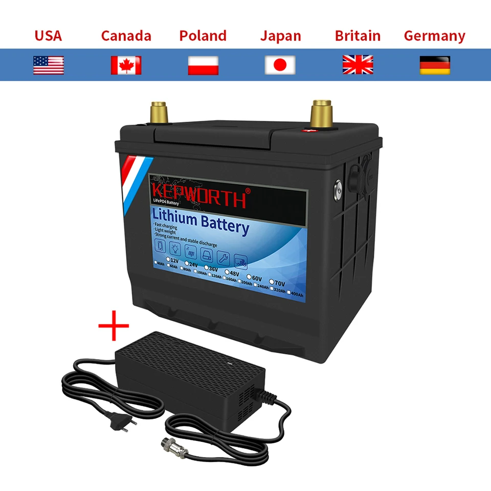 12V 60Ah LiFePo4 Battery Pack Built-in BMS For Solar