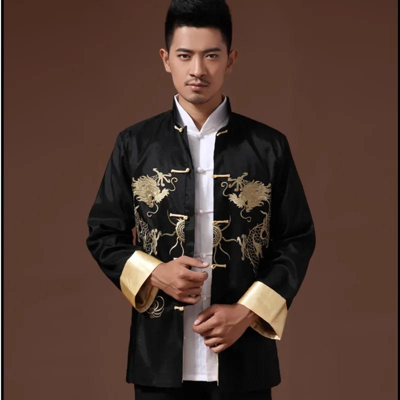 Chinese Traditional Costume Chinese Men Hanfu Top phoenix printed clothes dragon Tang suit clothing men's embroidered long sleeve Festival wedding jacket