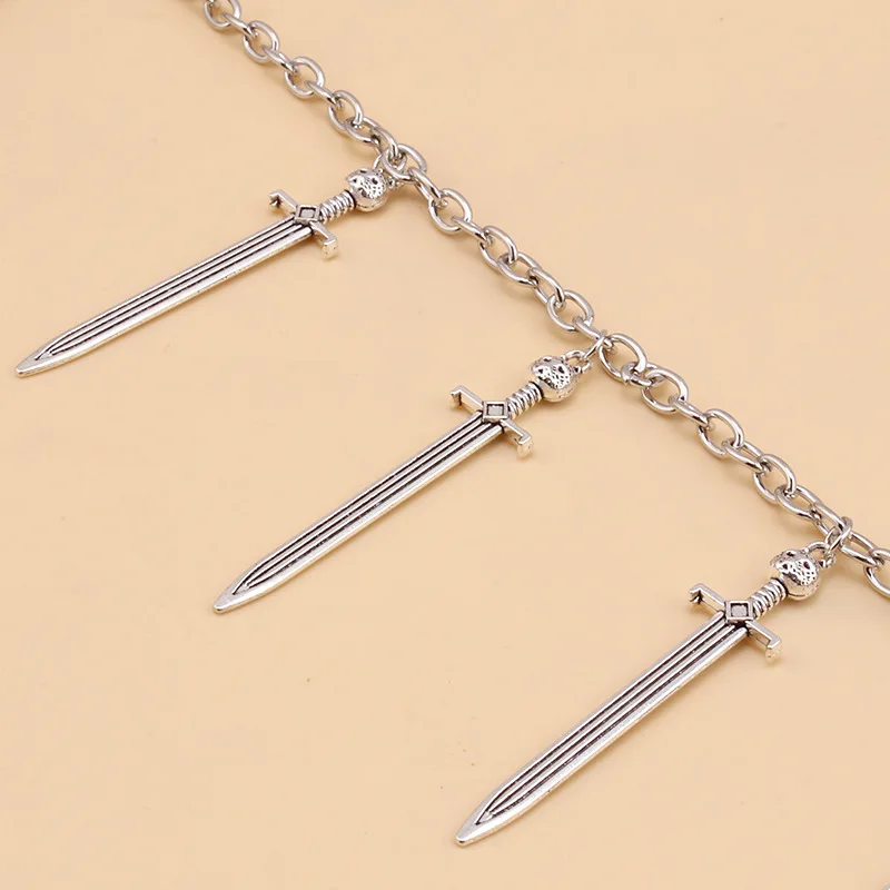 Cross Sword Charm Belt Punk Street Cross Sword Charm Belt Waist Chain Male Women Pants Chain Multi Layer HipHop Hook Trousers Keychain