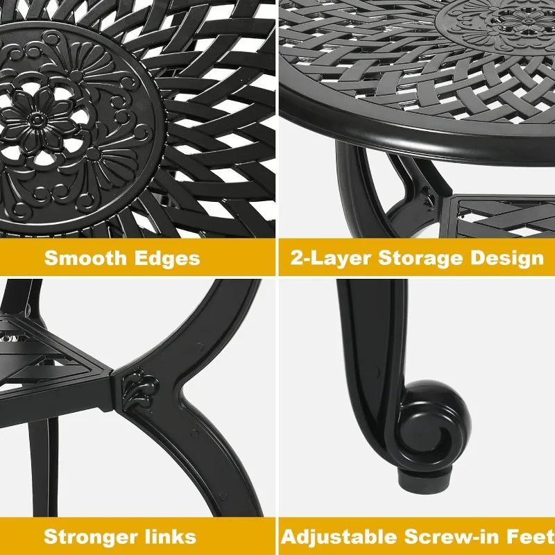 Cast Aluminum Outdoor Side Table,Outdoor Coffee Table,Small Outdoor Table,Outdoor Side Tables for Patio,Garden,Balcony 4