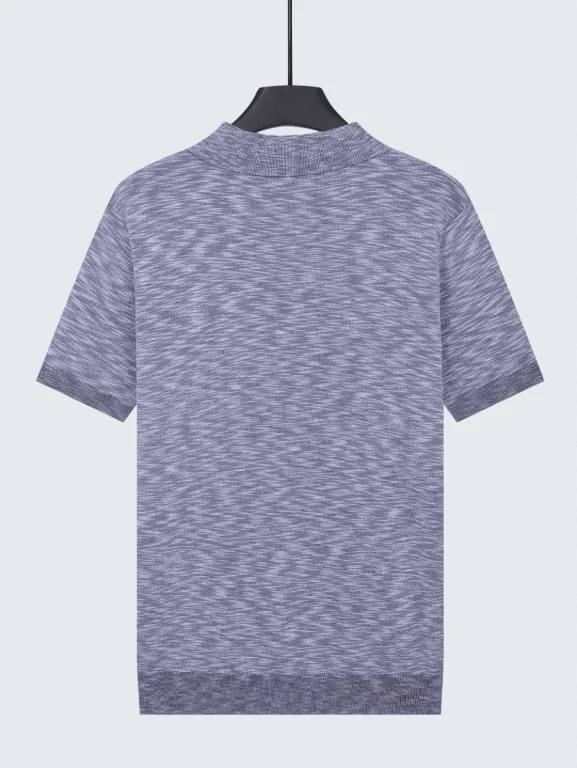 Polo da uomo estiva in maglia a tinta unita, traspirante e modellante - immagine 6