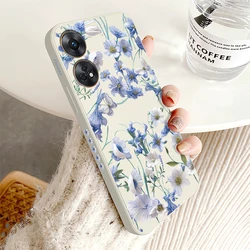 Luxury Retro Blue Floral Silicone Shockproof Phone Case for OPPO Reno10 Pro Plus (White-732)