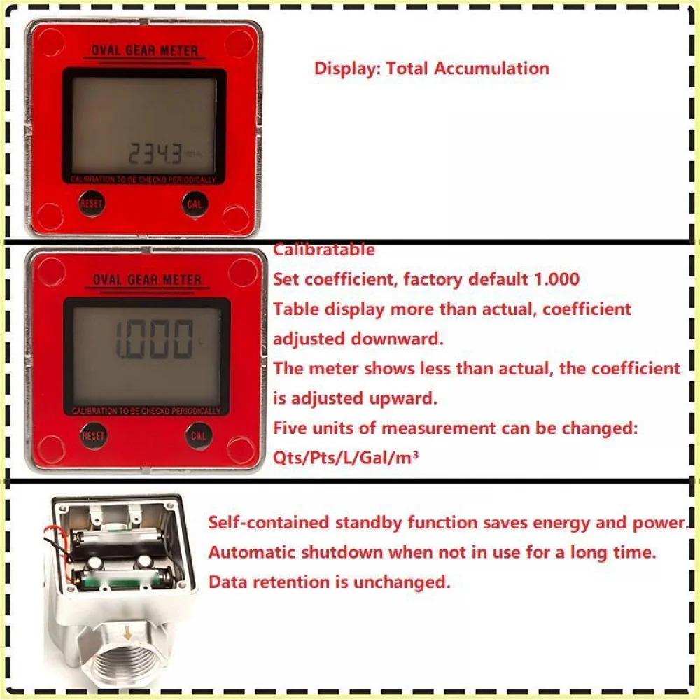DN20 DN25 Digital Display Flow Meter Aluminum Oval Gear Flow Meter Liquid Oil for Diesel Oil Kerosene Gasoline Motor