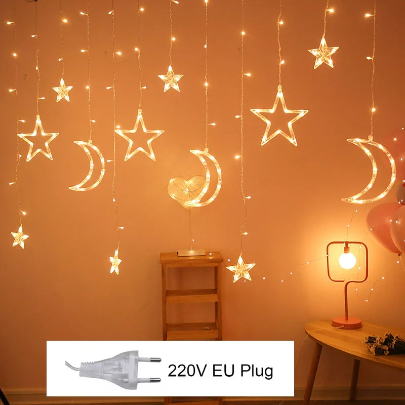 

Ramadan Decorations 2022 Eid Lights Star Moon Led Curtain Light Holiday Lights Star Moon String Lights Eid Mubarak