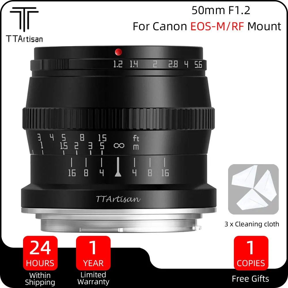Ttartisan 50Mm F1.2 Canon Obiettivo Con Montaggio Rf Aps-C Obiettivo Per Fotocamera Verticale Ad Ampia Apertura Per Obiettivo Con Attacco Rf Canon Eos