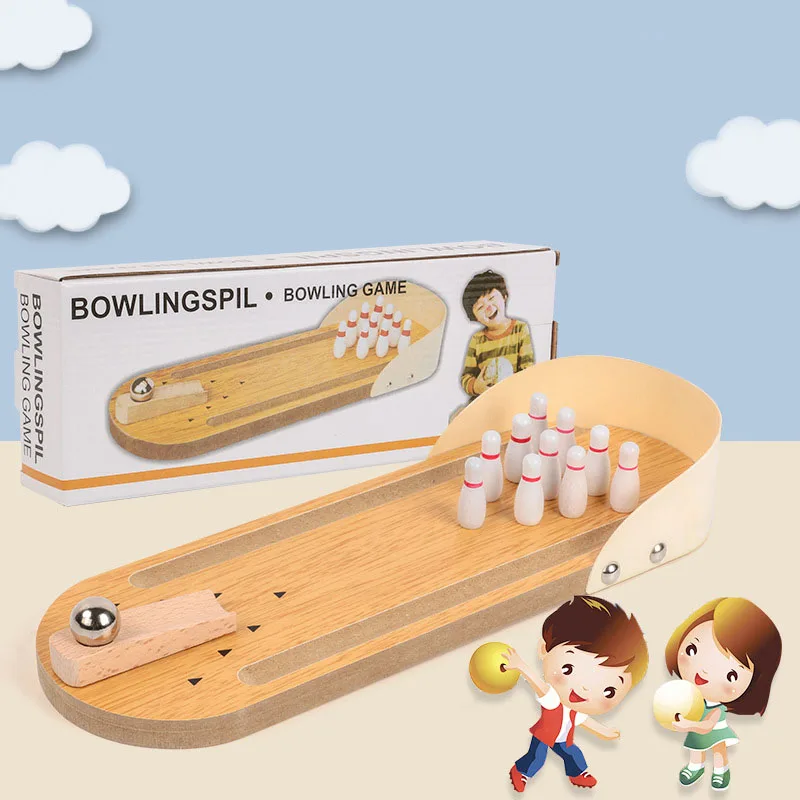 

Mini Desktop Bowling Game for Kids Adults Wooden Fancy Toys Parent-child Interactive Ball Party Board Games