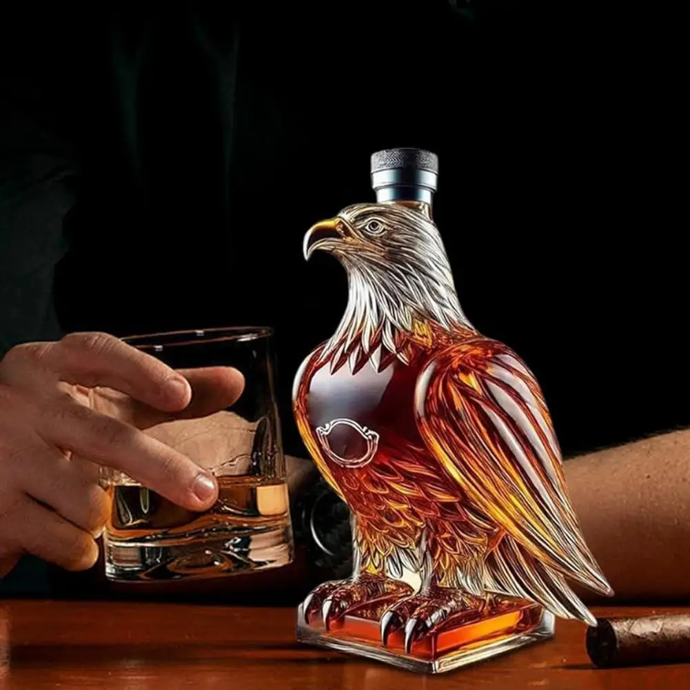 1Pc 350ml Whiskey Decanter Gift Unique Glass Eagle Whiskey Bottle Transparent Eagle Spirit Whiskey Decanter Set for Men for Dad