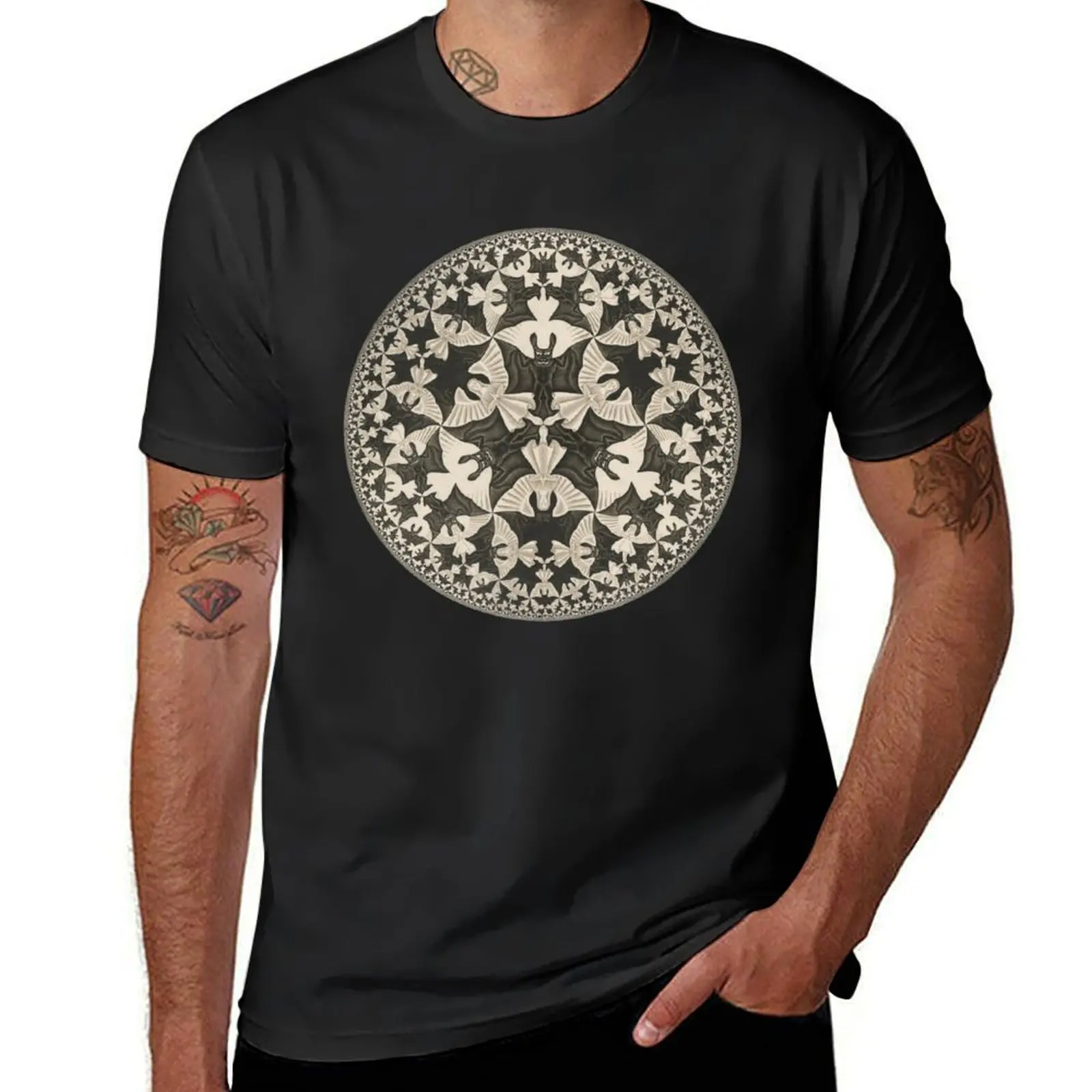 Escher - Circle limit IV (heaven and hell) T-Shirt sweat quick drying oversized plain black t shirts men