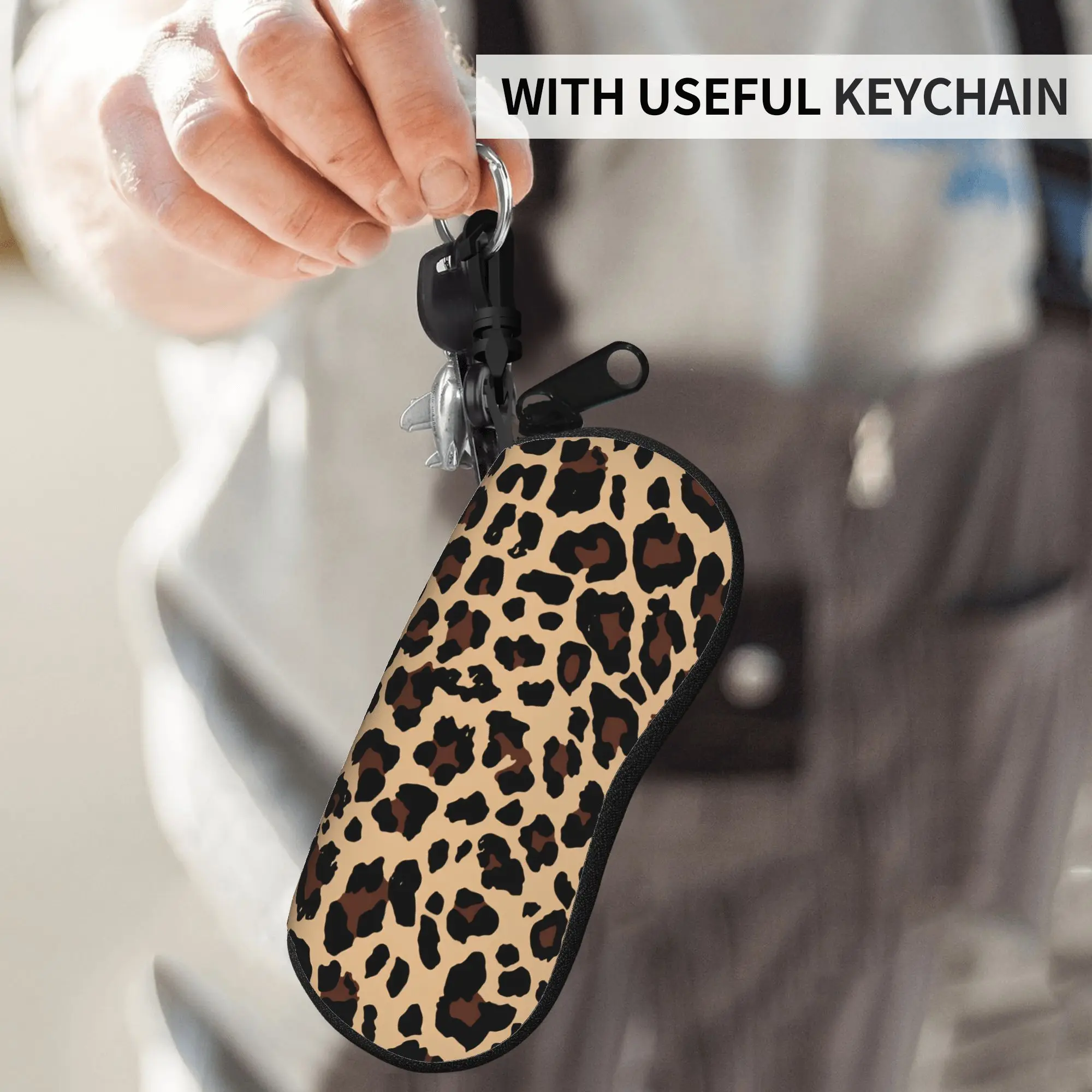 Leopard Print Stylish Eyewear Case with Zip Closure