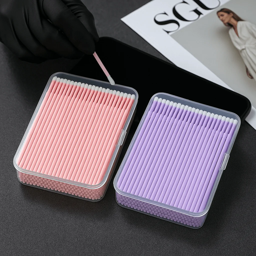 200 Stück Kristall-Mikrobürsten-Applikatoren 2 Große Boxen Jahresvorrat, Feine Spitze für Wimpernverlängerung Kleberentfernung, Nagelreinigung – Detail 6