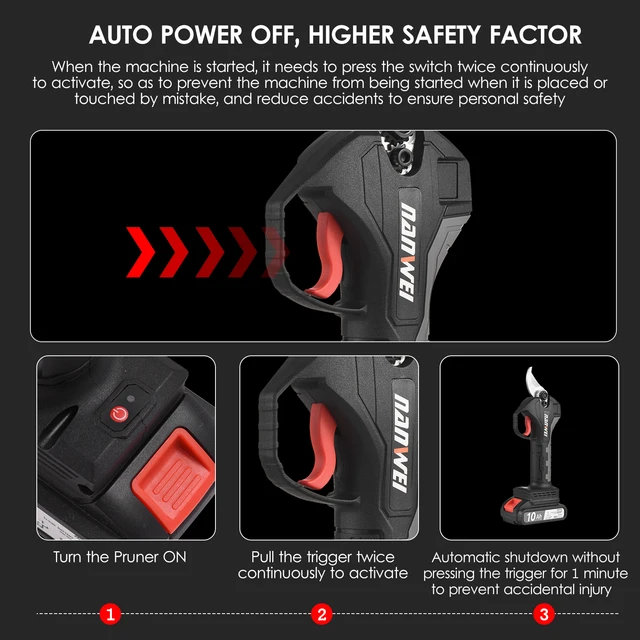 21 V Kefe Nélküli Vezeték Elektromos Metszés Olcsó Újratölthető 10Ah Lítium Akkumulátorral Működő Fa Ágúszókert Kerti Vágók Szerszám - Image 2