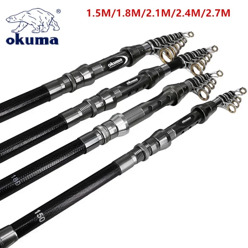 OKUMA Carbon Rock Rod 1.5M/1.8M/2.1M/2.4M/2.7M Ceramic Guide Ring Water Drop Spinning Wheel Fishing Rod