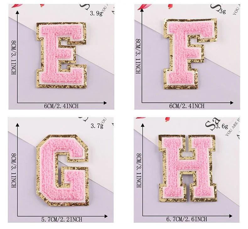  2 PCS 2.4 Inches Chenille Letter Patches for DIY