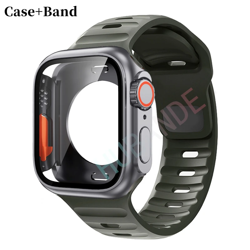 Sleek Silicone Watch Strap with Screen Protector Set