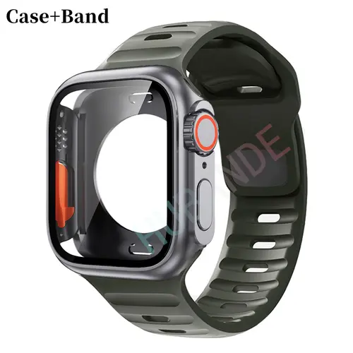 Silicone strap For Apple Watch 44mm 45mm 41mm 40mm Bracelet+Screen protectores Change to Ultra For iWatch Series 9 8 7 SE 6 5 3 - Image 20
