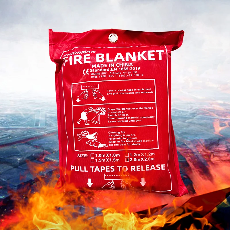 2M x 2M Fire Blanket: Home & Kitchen Emergency Welding Protection, Flame-Retardant Safety Cover Fire Portable Emergency Blanket