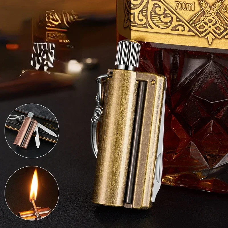 Description Picture 3 of itemMultifunction 10000 Match Wholesale LighterCreative Key Pendant Outdoor Portable Kerosene Flint Cigarette Accessories Men's Gift