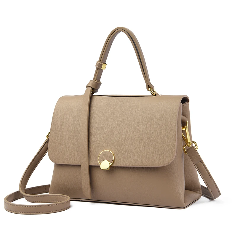 Designer Leather Crossbody Bag For Women Solid Colour Tote Handbag_voghion.com