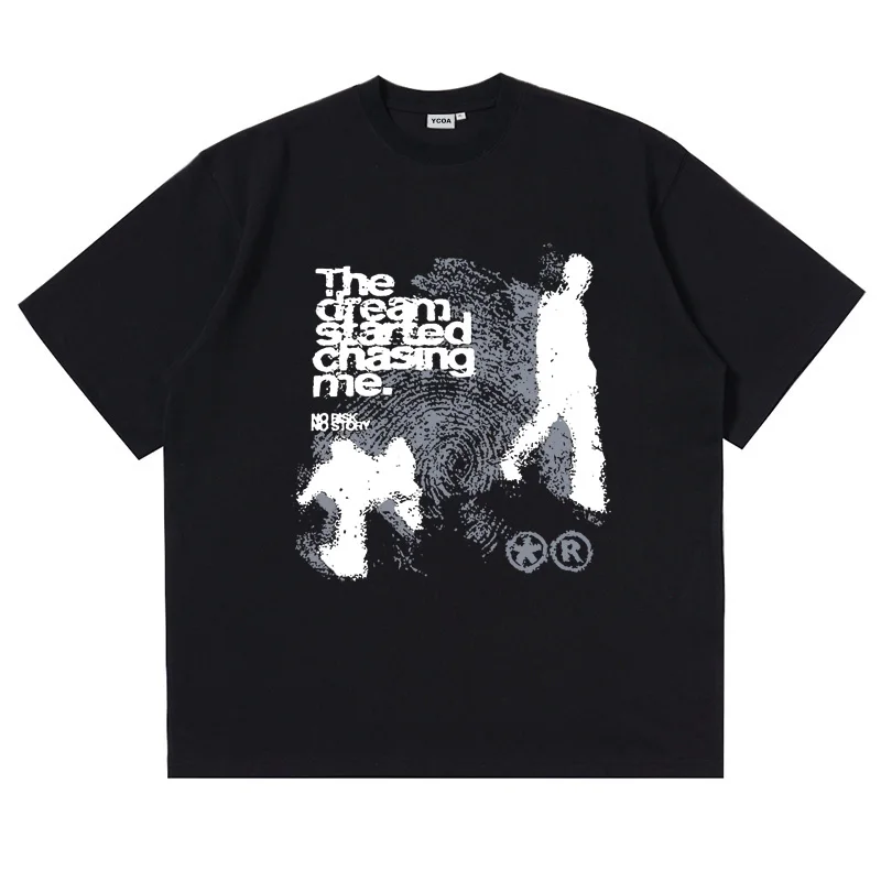 

couple Tshirt Oversized 100%Cotton Short Sleeve Shadow Print Y2k Top Tees Streetwear Vintage Graphic Korean Aesthetic Clothing