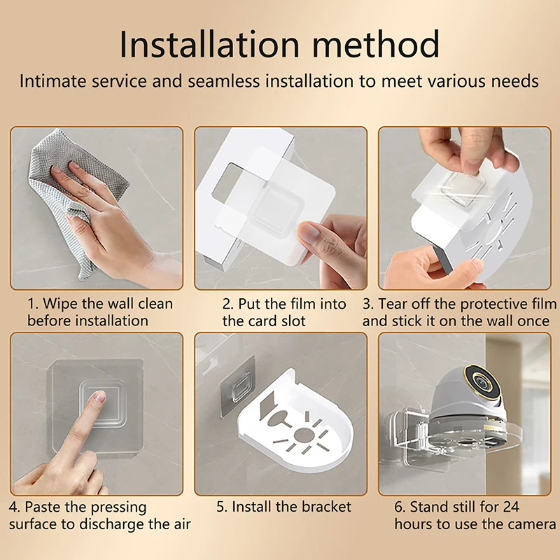 Security Surveillance Camera Stand security camera stand,camera holder stand,camera holder,surveillance camera,security wall mount bracket,security camera bracket,camera mount panel,camera mounting base,security camera mount Punch-Free New Traceless Wall-Mounted Bracket Home Self-Adhesive Drill-free Fixer 1pcs