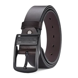 Contemporary Men's Leather Belt with Black Pin Buckle - Fashionable & Versatile Luxury Accessory - 130cm (Coffee)