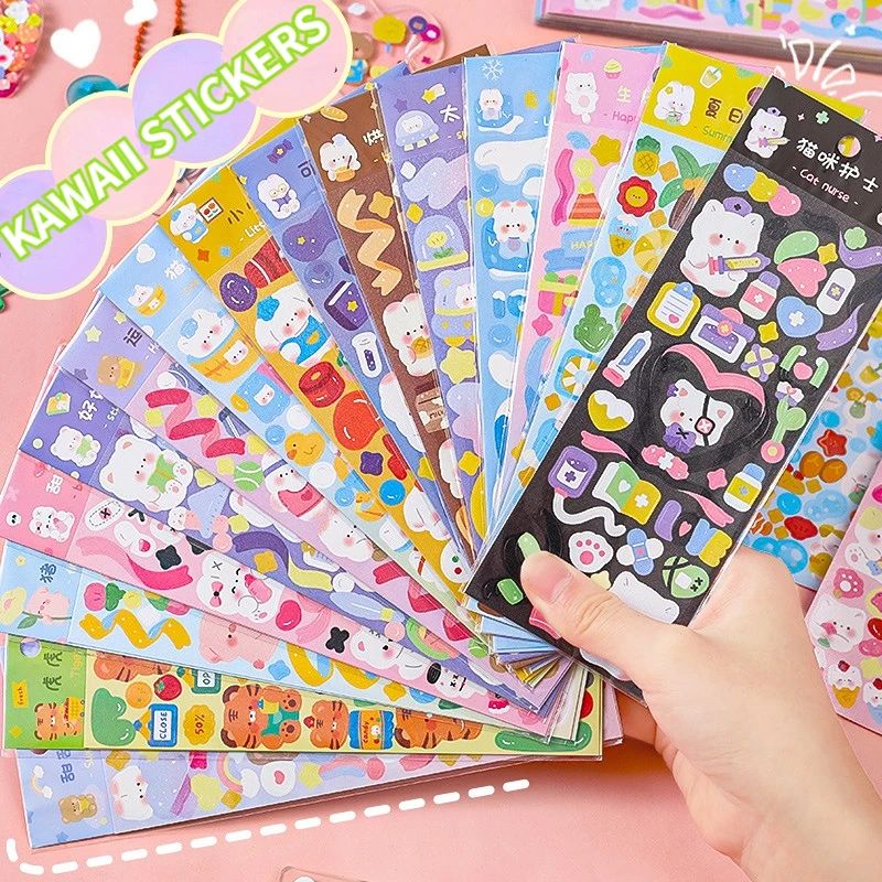 Kawaii Stickers for Journaling Decorative Scrapbooking Supplies Flower  Decorative Stickers Art Supplies Japanese Stationery