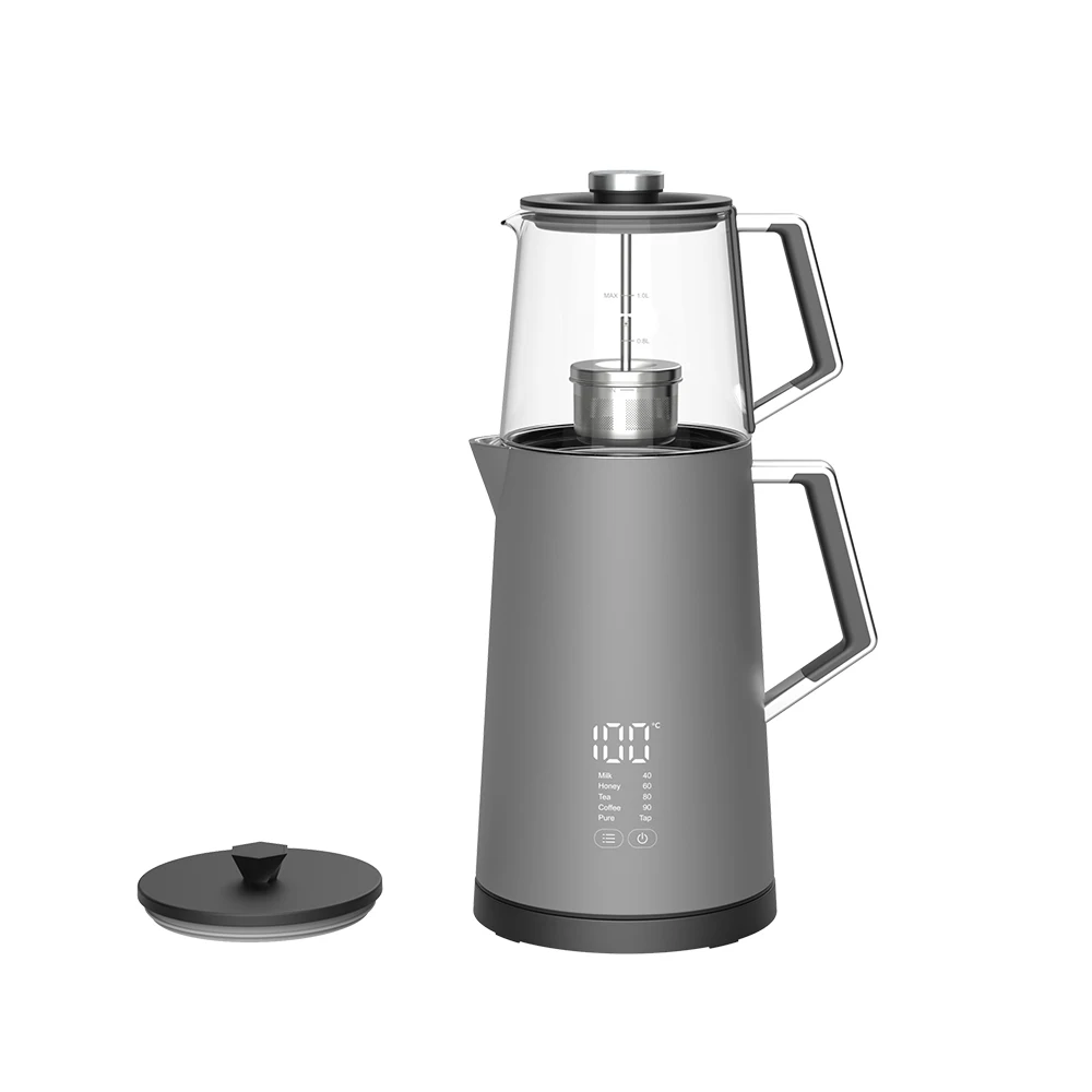 Hotsy 1.7L+1L Double Layer Glass&Stainless Kettle Electric Tea Maker with Digital Temperature Control for Home Office Commercial 5