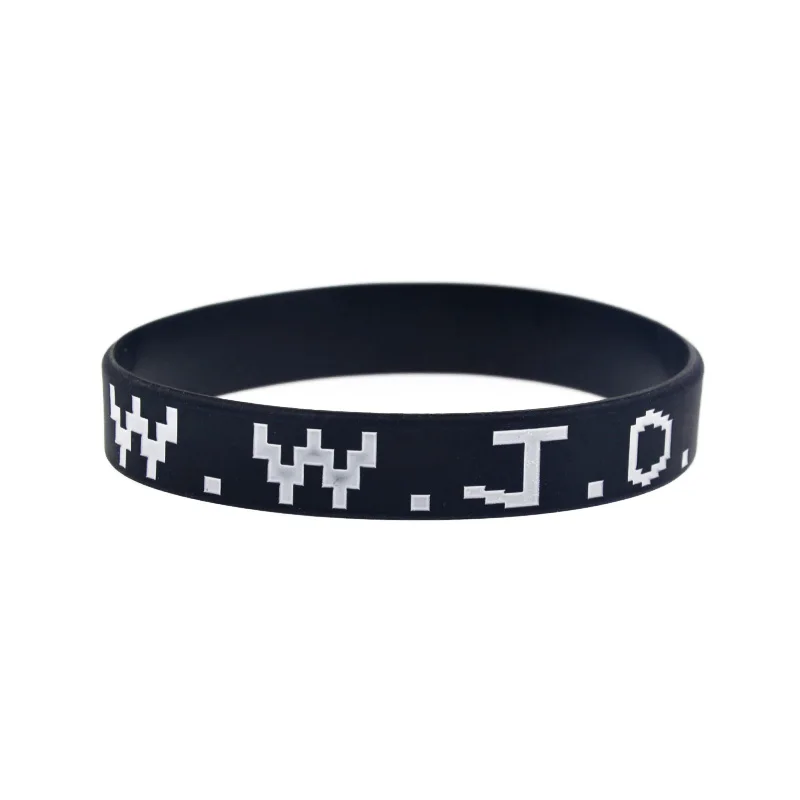 1PC/6PCS WWJD Silicone Bracelet 1/2 Inch Wide Christian Bangle Jelly Color 4