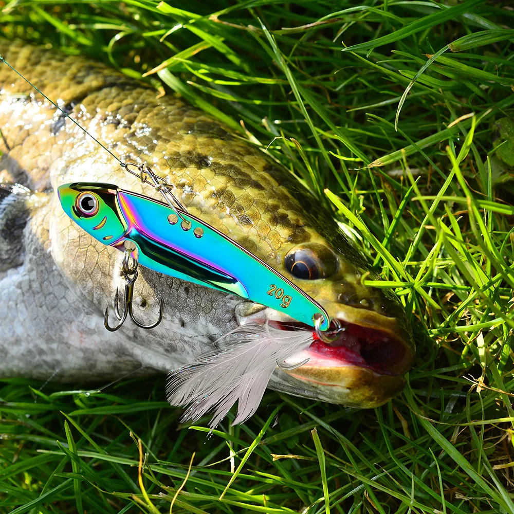 1Pcs Jig Metal Spoon Fishing Lure 5g-20g Artificial Laser VIB Vibration Hard Bait Crankbaits Winter Sea Bass Pike Fishing Tackle 2