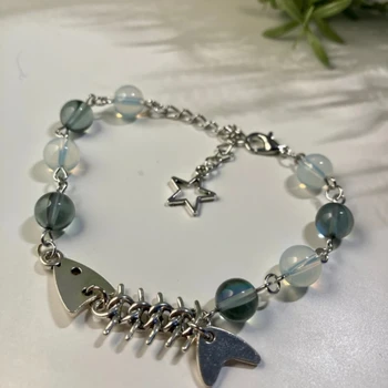 Fishbone Beads Bracelet | Fish Jewelry Gifts | Star & Bead | Cute Minimalist Earrings | Unique Sealife Bracelet | Kawaii Animal 1