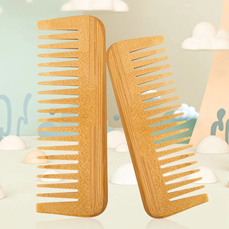 Description Picture 4 of item652F Natural Bamboo Wooden Wide Tooth Comb Anti-Static Comb Hair Care Healthy Comb Massager for Hair Styling Tools