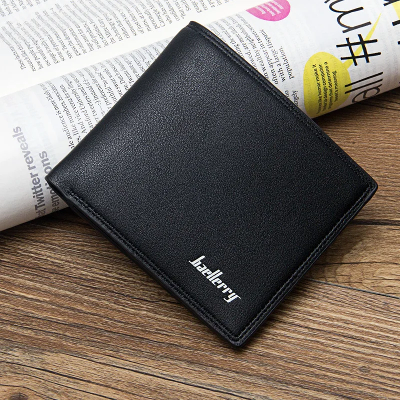 Men's Casual Short Korean Style Horizontal Ultra Thin Leather Wallet with Driving License Holder