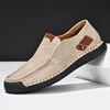 Handmade Leather Men Shoes Casual Comfortable Slip On Loafers Men Spring Outdoor Flats Moccasins Walking Shoes Fall Dropshipping