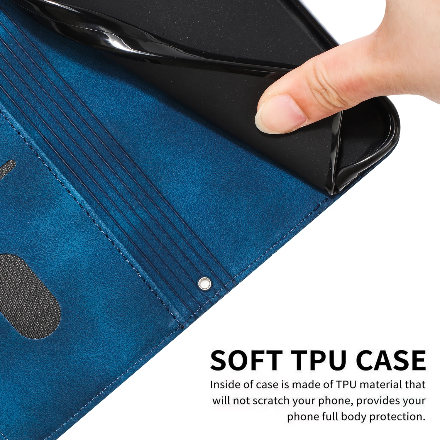 Leather Geometric Multi-Card Kickstand Magnetic Flip Phone Wallet Case