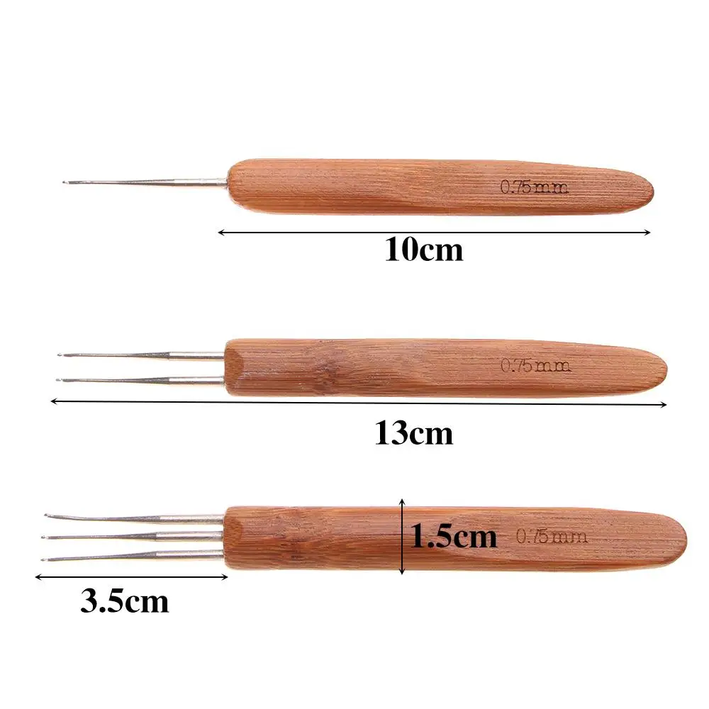 Description Picture 6 of itemHead with Stainless Steel Bamboo Handle Braiding Making Dreadlock Crochet Needle Knitting Hooks Braid Maintenance