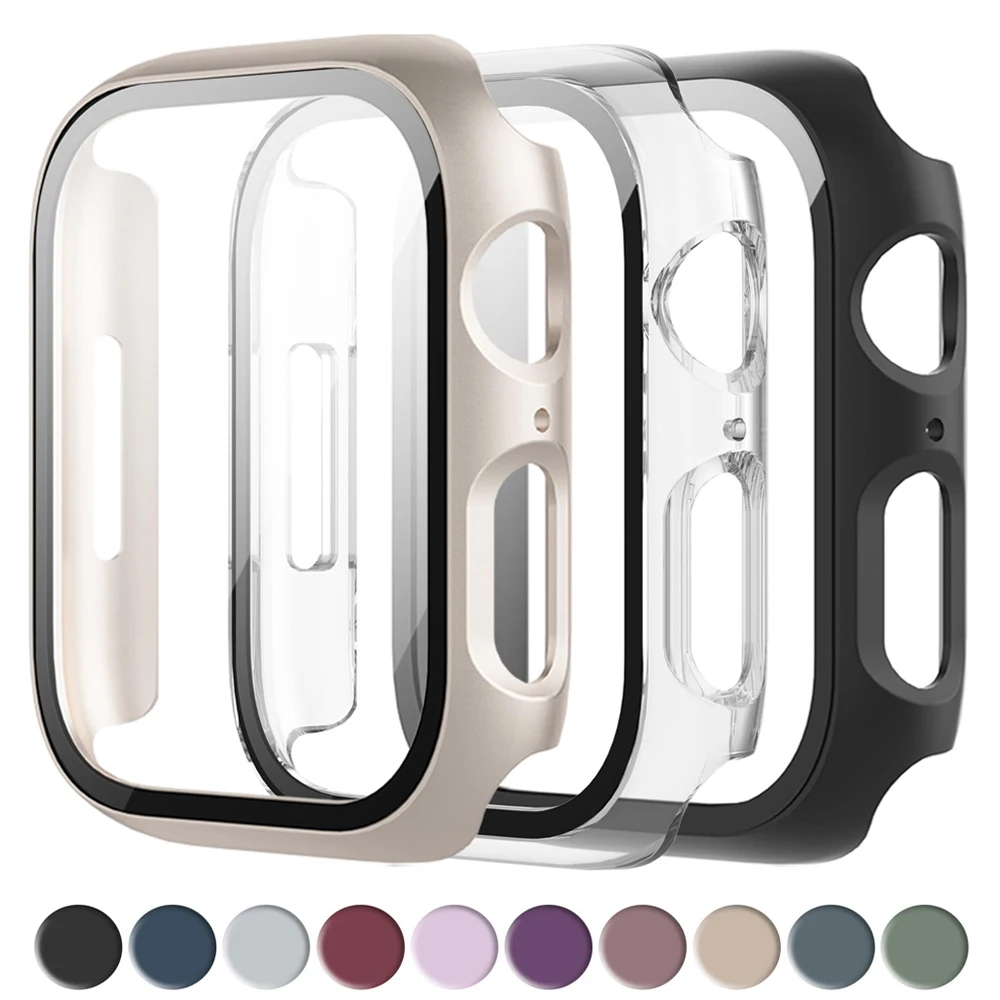 Vetro Temperato + Cover Per Apple Watch Case 45Mm 41Mm 44Mm 40Mm 42Mm Proteggi Schermo Apple Watch Accessori Serie 9 4 5 6 Se 7 8
