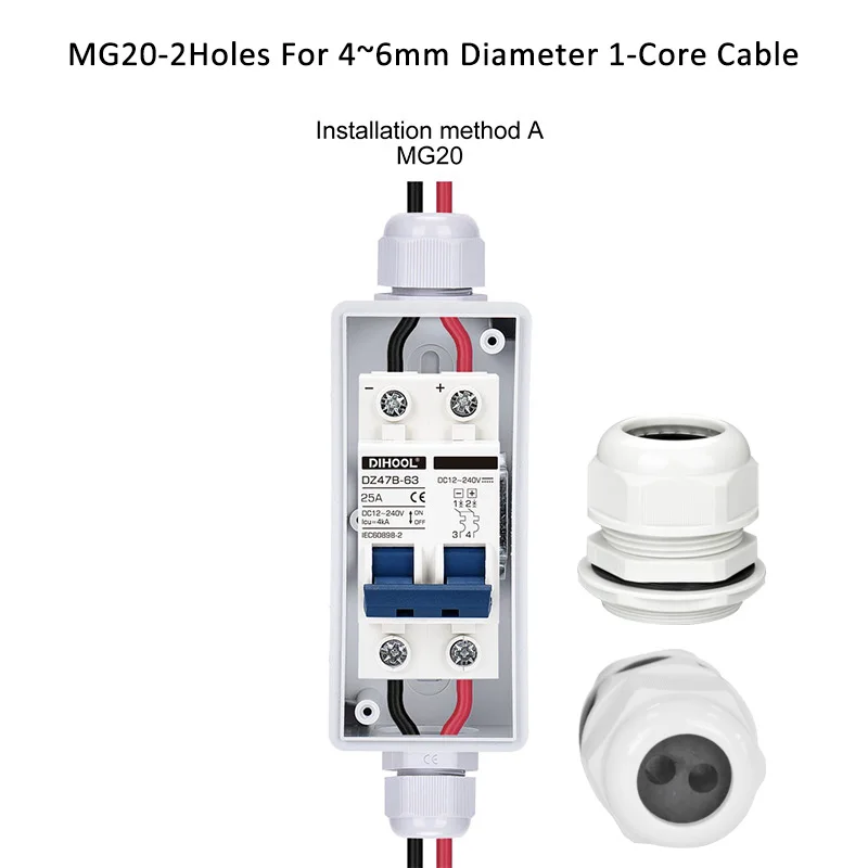 Solar Circuit Breaker Disconnect Switch Isolator With PV Combiner Box 16A-40A DC500V