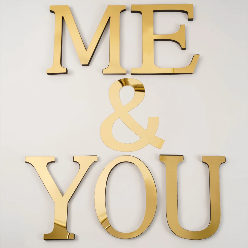 Gold/black 10cm/15cm 26 English Letters Diy 3d Mirror Acrylic Wall