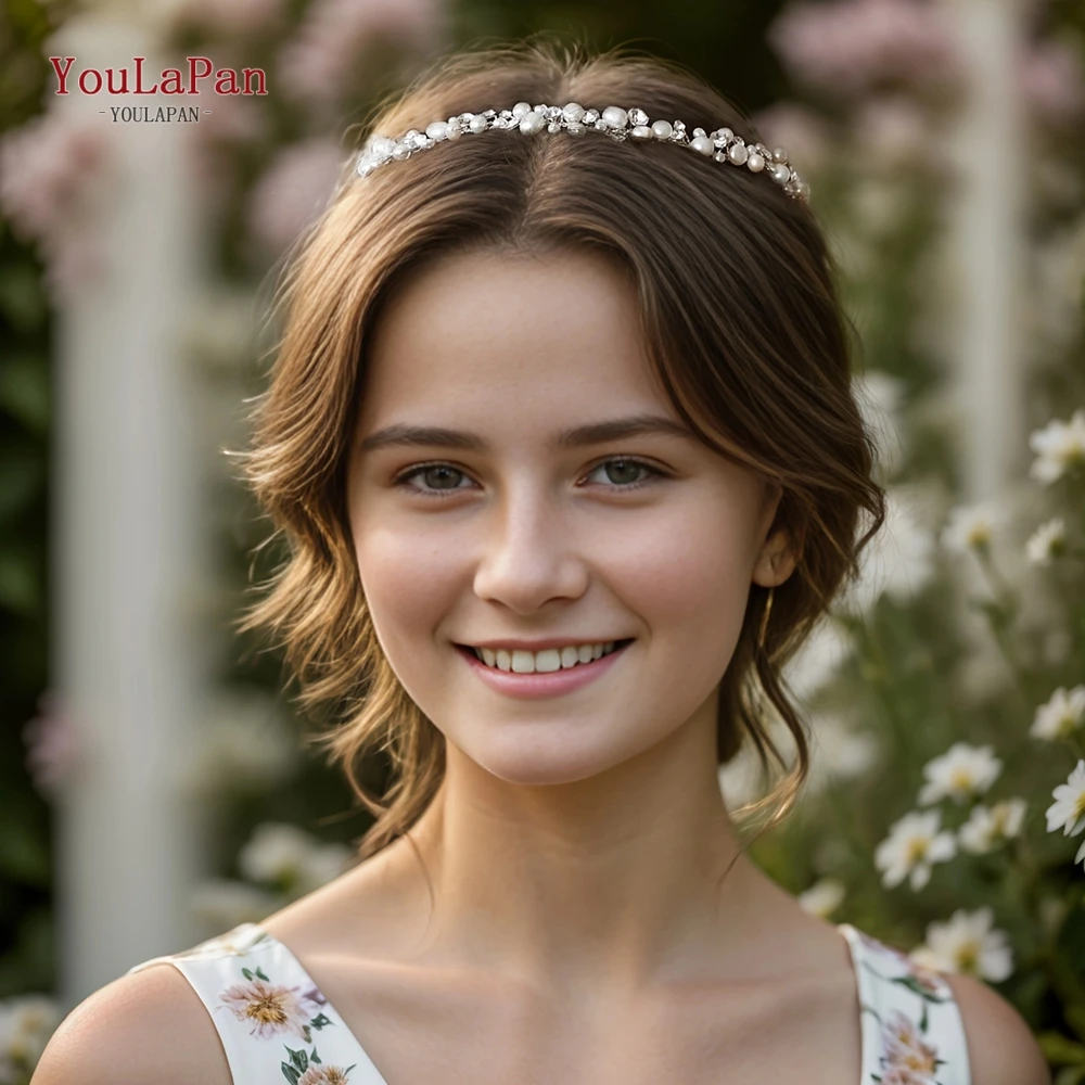 TOPQUEEN Rhinestone Wedding Hair Accessories Diamond Hair Band Wedding Headband Bridal Headpiece Silver Golden Bridal Tiara HP03