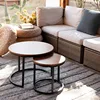 Coffee Table Nesting Side Round Set of 2 End Table Top Sturdy Metal Frame Desk Centerpiece Living Room Bedr 2