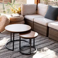 Coffee Table Nesting Side Round Set of 2 End Table Top Sturdy Metal Frame Desk Centerpiece Living Room Bedr 2