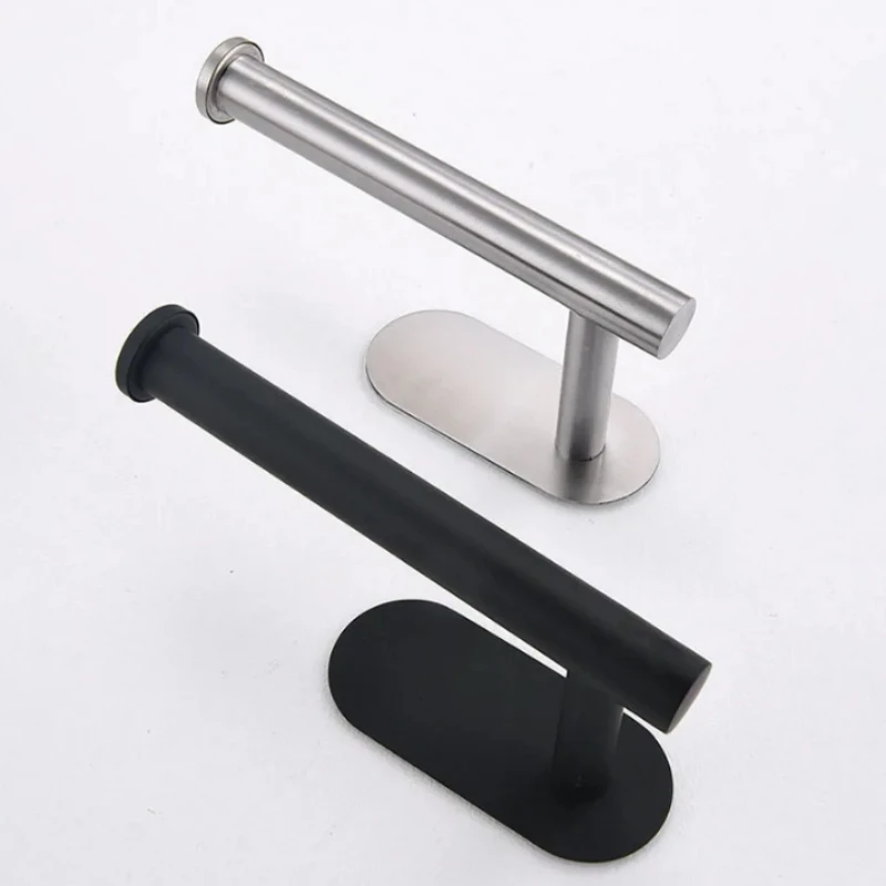 Toilet Paper Holder No Punching Wall Mounted Toilet Paper Holder Rustproof Anticorrosion Stainless Steel Bathroom Kitchen Roll Paper Toilet Holder