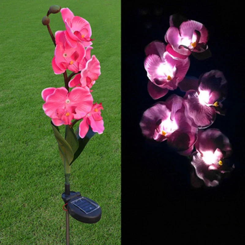 5 LED Solar Garden Decoration Outdoor LED Light Butterfly Orchid Flower Rose Lily Lamp Yard Garden Path Way Lawn Landscape Decor