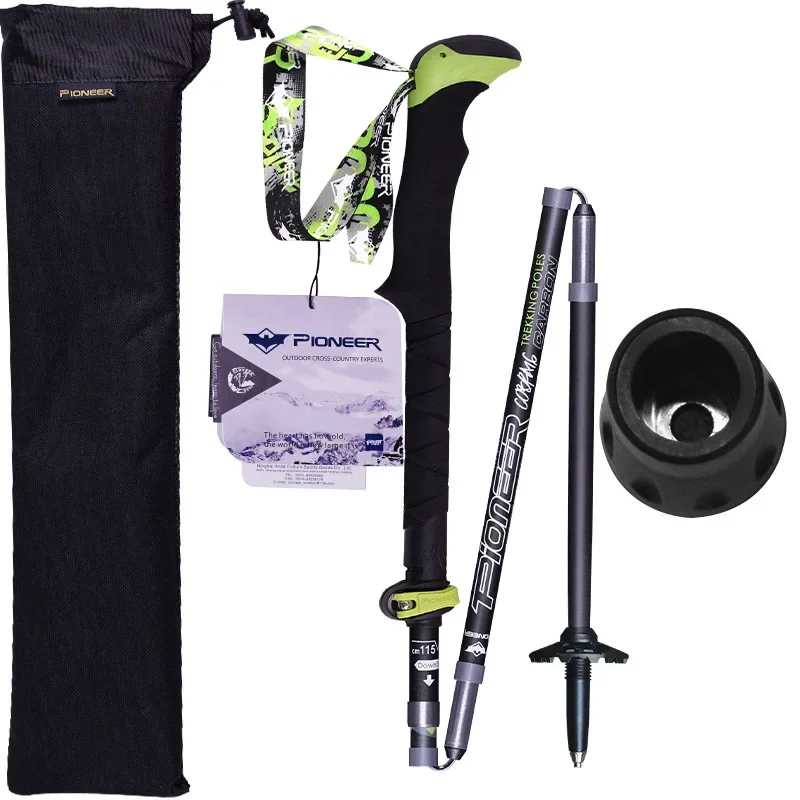 Pioneer 100% Carbon Fiber Folding Trekking Pole Ultralight Collapsible Trail Running Walking Stick for Outdoor Camping 3