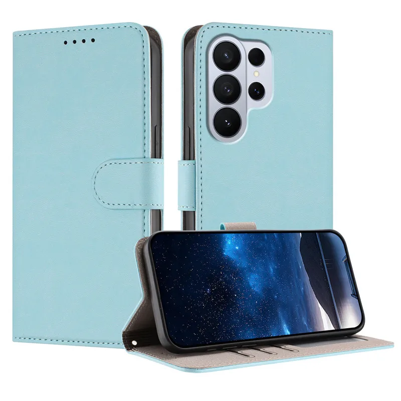 Leather Wallet Flip Case with Magnetic Closure and Card Holder