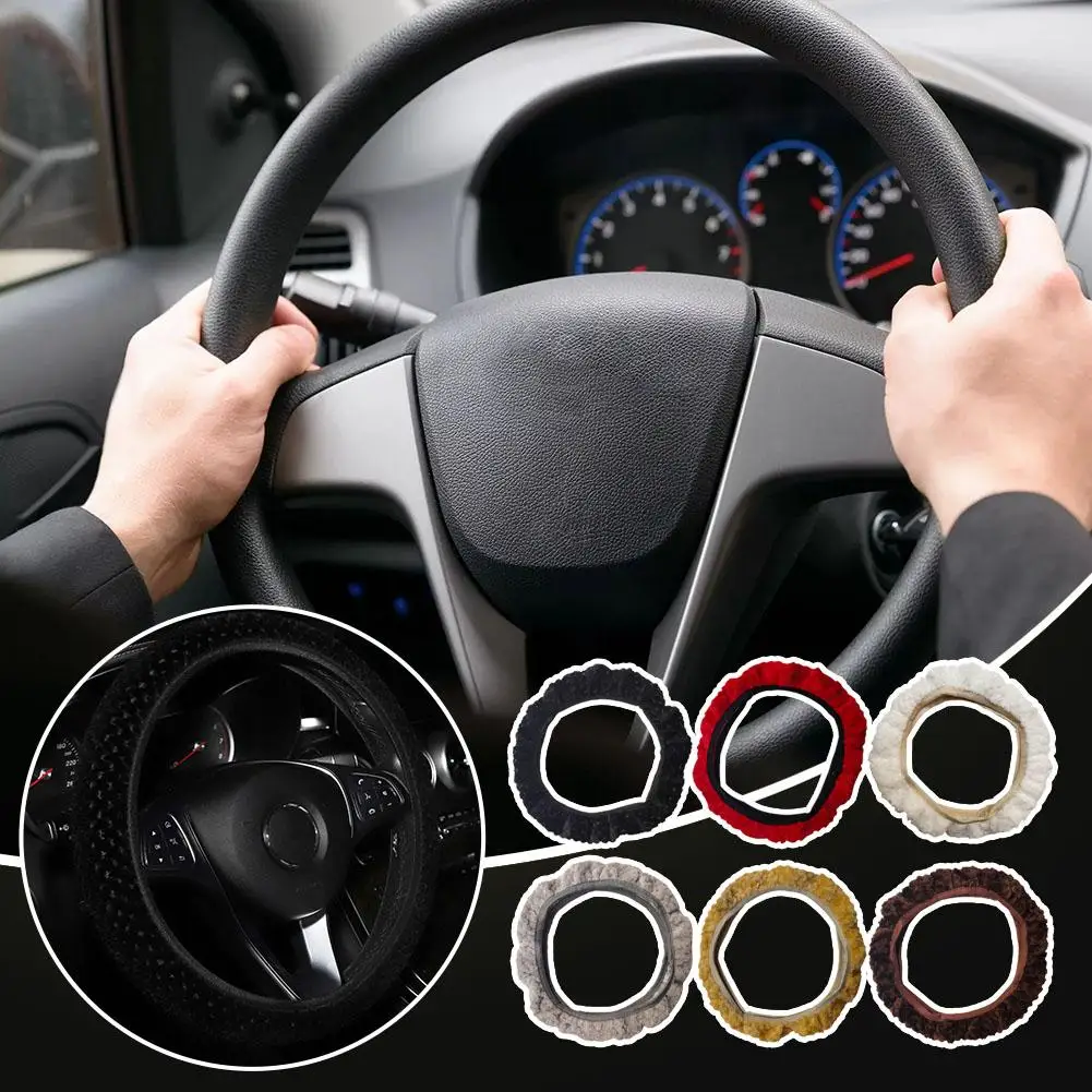 

Universal Plush Car Steering Wheel Cover Protective Cover Decorative Warm Covers Retractable Type Car Interior Accessories